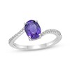 Thumbnail Image 1 of Oval-Cut Amethyst & White Lab-Created Sapphire Ring Sterling Silver