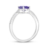 Thumbnail Image 2 of Oval-Cut Amethyst & White Lab-Created Sapphire Ring Sterling Silver