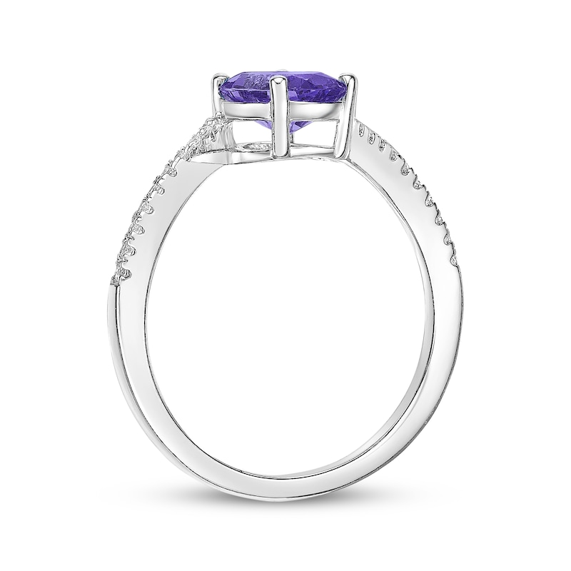 Main Image 2 of Oval-Cut Amethyst & White Lab-Created Sapphire Ring Sterling Silver