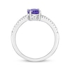 Thumbnail Image 3 of Oval-Cut Amethyst & White Lab-Created Sapphire Ring Sterling Silver