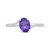 Thumbnail Image 4 of Oval-Cut Amethyst & White Lab-Created Sapphire Ring Sterling Silver