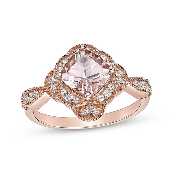 Cushion-Cut Morganite & Diamond Ring 1/6 ct tw 10K Rose Gold