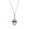 Thumbnail Image 1 of Oval-Cut Aquamarine & Diamond Necklace 1/4 ct tw 14K White Gold 18"
