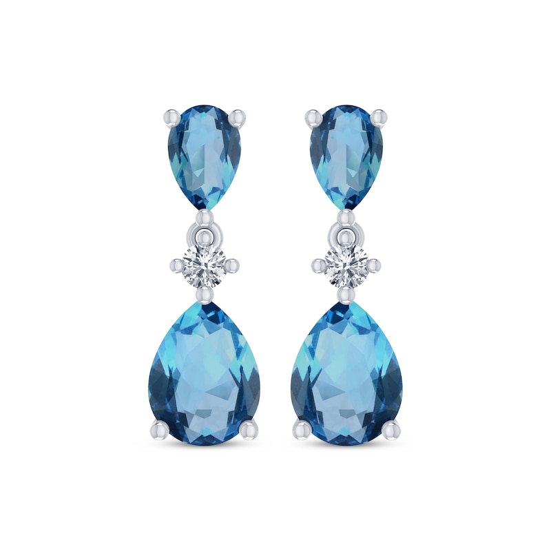 Pear-Shaped Swiss Blue Topaz & White Lab-Created Sapphire Dangle ...