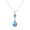 Thumbnail Image 1 of Pear-Shaped Swiss Blue Topaz & White Lab-Created Sapphire Drop Necklace Sterling Silver 18&quot;