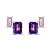 Thumbnail Image 2 of Baguette & Emerald-Cut Amethyst Stud Earrings 10K Yellow Gold