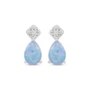 Thumbnail Image 2 of Pear-Shaped Blue Lab-Created Opal & White Lab-Created Sapphire Earrings Sterling Silver