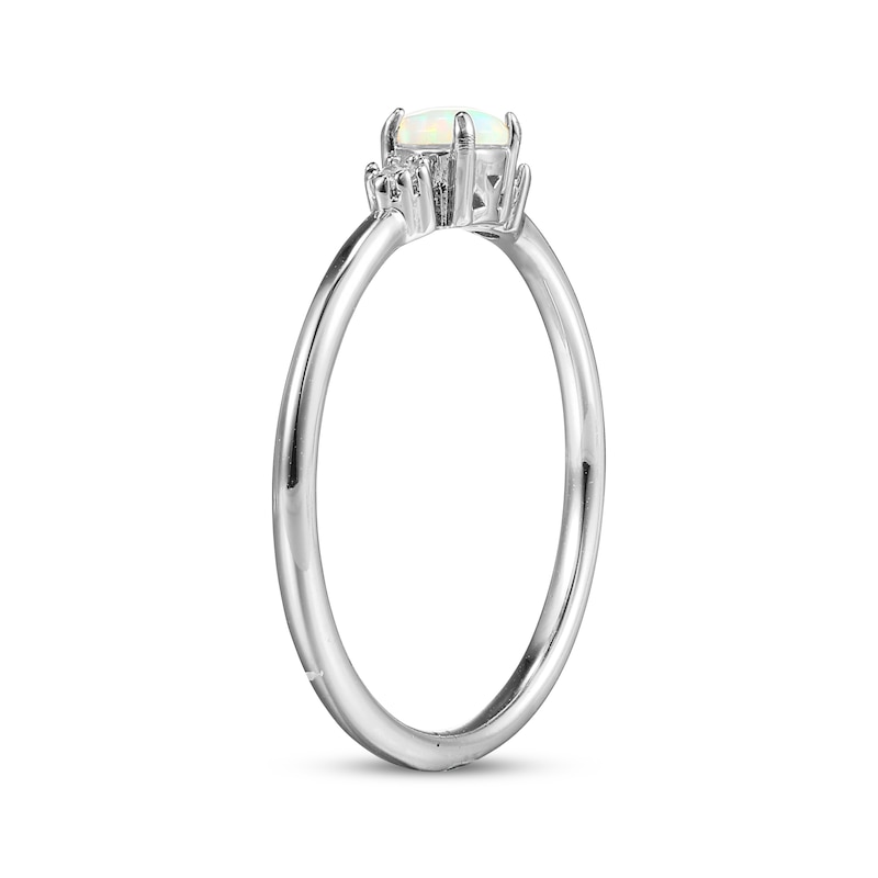 Main Image 2 of Lab-Created Opal & White Lab-Created Sapphire Stackable Ring Sterling Silver