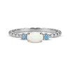 Thumbnail Image 3 of Oval-Cut Lab-Created Opal & London Blue Topaz Beaded Stackable Ring Sterling Silver