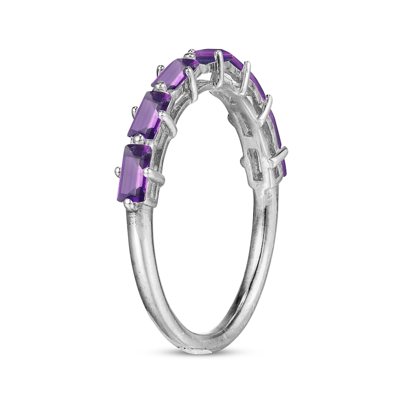 Baguette-Cut Amethyst Stackable Ring Sterling Silver