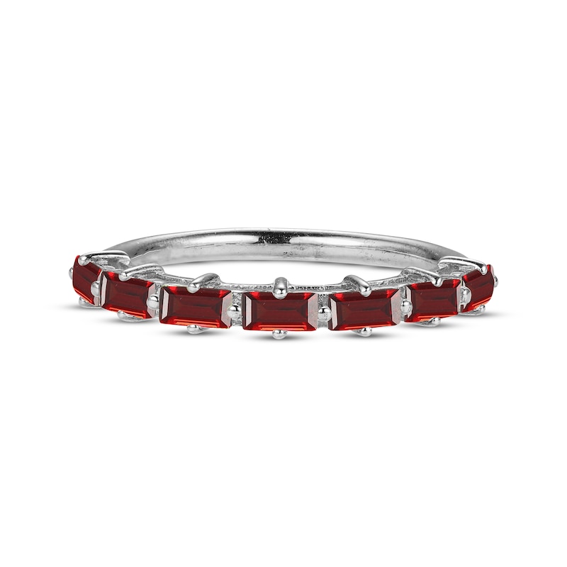 Main Image 2 of Baguette-Cut Garnet Stackable Ring Sterling Silver