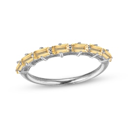 Baguette-Cut Citrine Stackable Ring Sterling Silver
