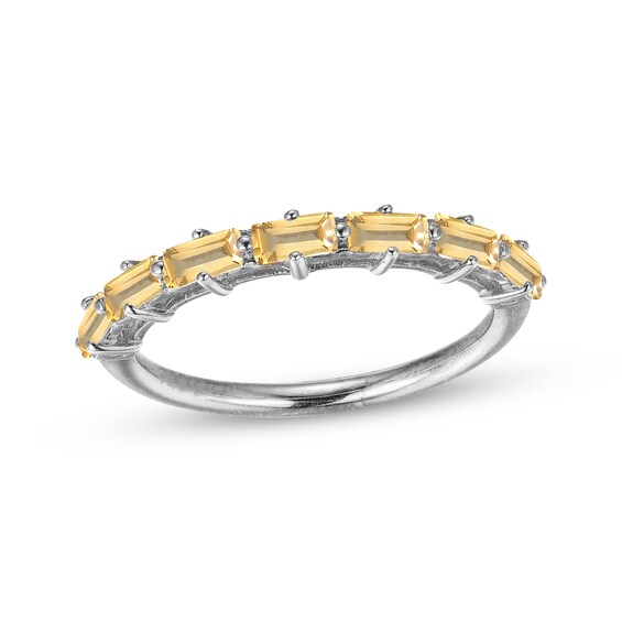 Baguette-Cut Citrine Stackable Ring Sterling Silver