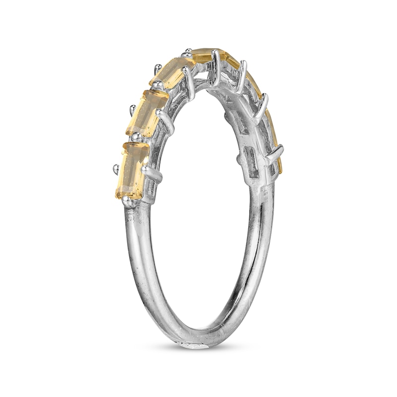 Baguette-Cut Citrine Stackable Ring Sterling Silver