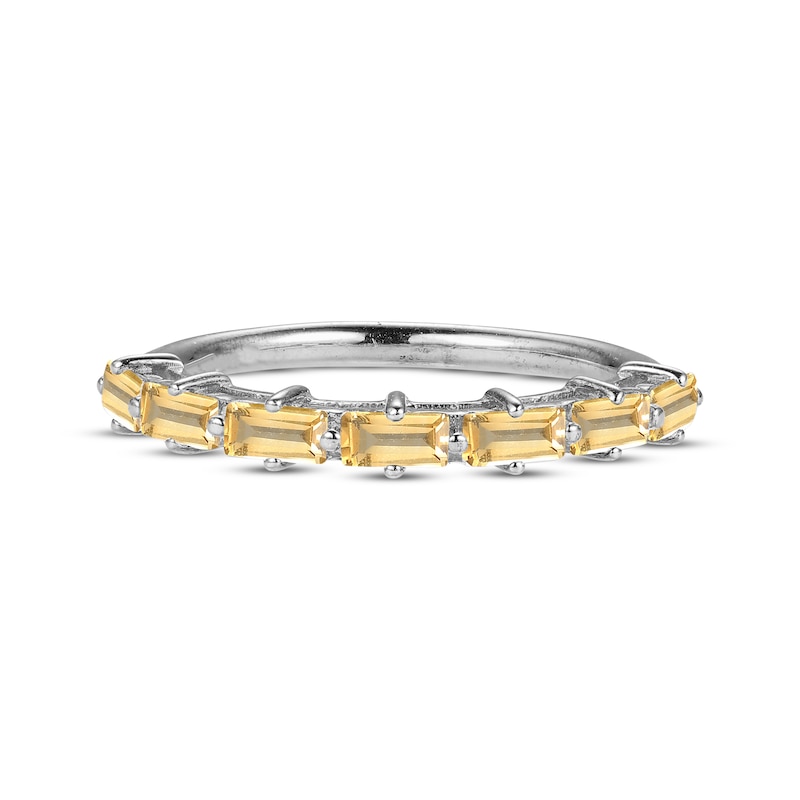 Baguette-Cut Citrine Stackable Ring Sterling Silver