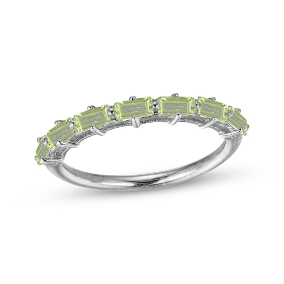 Baguette-Cut Peridot Stackable Ring Sterling Silver