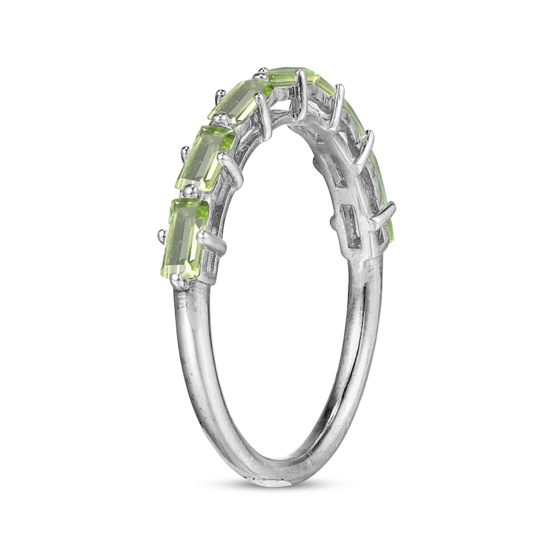 Baguette-Cut Peridot Stackable Ring Sterling Silver