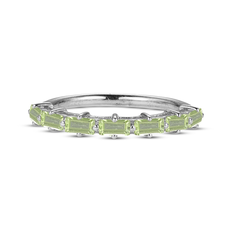 Baguette-Cut Peridot Stackable Ring Sterling Silver