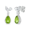 Thumbnail Image 0 of Pear-Shaped Peridot & Pear-Shaped, Marquise & Round-Cut White Lab-Created Sapphire Drop Earrings Sterling Silver