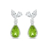 Thumbnail Image 1 of Pear-Shaped Peridot & Pear-Shaped, Marquise & Round-Cut White Lab-Created Sapphire Drop Earrings Sterling Silver