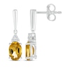 Thumbnail Image 2 of Oval-Cut Citrine & White Lab-Created Sapphire Drop Earrings Sterling Silver