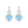 Thumbnail Image 2 of Cushion-Cut Swiss Blue Topaz & White Lab-Created Sapphire Doorknocker Drop Earrings Sterling Silver