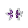 Thumbnail Image 1 of Marquise-Shaped Amethyst & White Lab-Created Sapphire Half-Flower Stud Earrings Sterling Silver