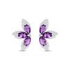 Thumbnail Image 2 of Marquise-Shaped Amethyst & White Lab-Created Sapphire Half-Flower Stud Earrings Sterling Silver