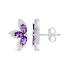 Thumbnail Image 3 of Marquise-Shaped Amethyst & White Lab-Created Sapphire Half-Flower Stud Earrings Sterling Silver