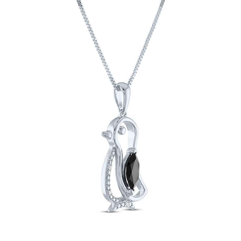 Main Image 2 of Marquise-Cut Black Onyx & Diamond Accent Penguin Necklace Sterling Silver 18&quot;