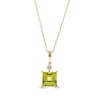 Thumbnail Image 0 of Square-Cut Peridot & Diamond Necklace 1/20 ct tw 10K Yellow Gold 18"