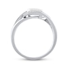 Thumbnail Image 3 of Cushion-Cut Lab-Created Opal & White Lab-Created Sapphire Swirl Ring Sterling Silver