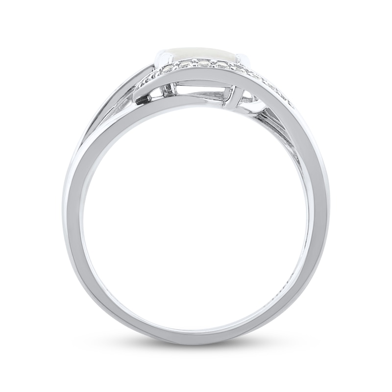 Main Image 3 of Cushion-Cut Lab-Created Opal & White Lab-Created Sapphire Swirl Ring Sterling Silver