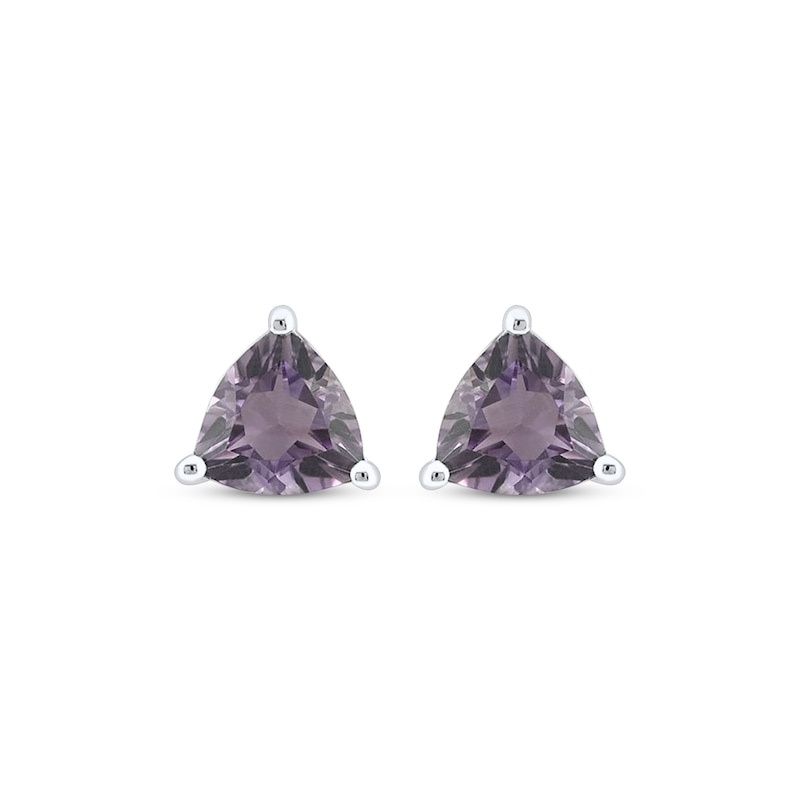 Main Image 2 of Trillion-Cut Amethyst Solitaire Stud Earrings Sterling Silver