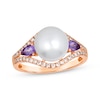Thumbnail Image 1 of Le Vian Cultured Pearl & Amethyst Ring 1/3 ct tw Diamonds 14K Strawberry Gold