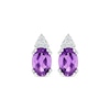 Thumbnail Image 2 of Oval-Cut Amethyst & White Lab-Created Sapphire Earrings Sterling Silver