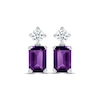Thumbnail Image 2 of Emerald-Cut Amethyst & White Lab-Created Sapphire Drop Earrings 10K White Gold