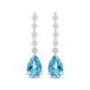 Thumbnail Image 2 of Pear-Shaped Swiss Blue Topaz & White Lab-Created Sapphire Drop Earrings 10K White Gold