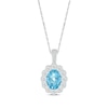 Thumbnail Image 1 of Oval-Cut Swiss Blue Topaz & White Lab-Created Sapphire Scallop Necklace Sterling Silver 18"