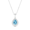 Thumbnail Image 0 of Pear-Shaped Swiss Blue Topaz & White Lab-Created Sapphire Starburst Necklace Sterling Silver 18"