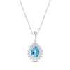Thumbnail Image 1 of Pear-Shaped Swiss Blue Topaz & White Lab-Created Sapphire Starburst Necklace Sterling Silver 18&quot;