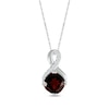 Thumbnail Image 1 of Cushion-Cut Garnet & White Lab-Created Sapphire Twist Necklace Sterling Silver 18"