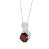 Thumbnail Image 2 of Cushion-Cut Garnet & White Lab-Created Sapphire Twist Necklace Sterling Silver 18"