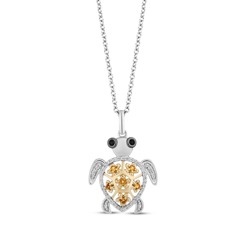 Disney Treasures Finding Nemo Diamond & Citrine "Squirt" Necklace 1/8 ct tw Sterling Silver & 10K Yellow Gold 19"