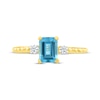 Thumbnail Image 3 of Emerald-Cut Swiss Blue Topaz & White Lab-Created Sapphire Ring 10K Yellow Gold