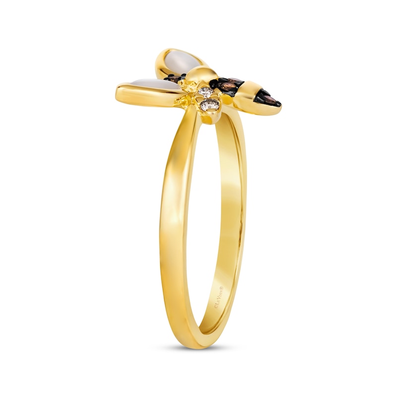Main Image 2 of Le Vian Garden Party Mother of Pearl Bee Ring 1/15 ct tw Diamonds 14K Honey Gold