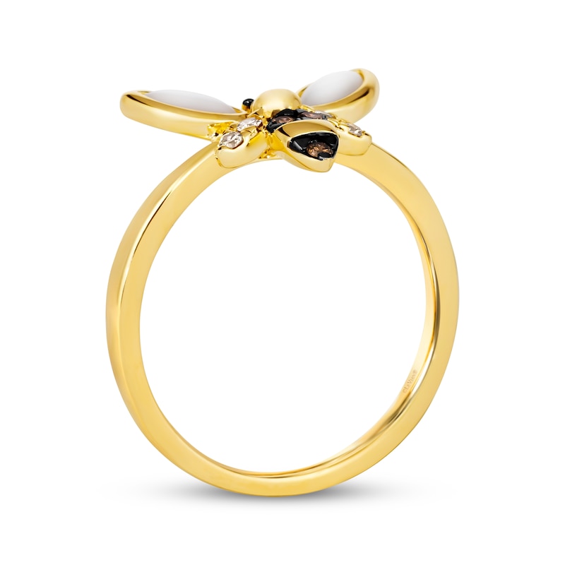 Main Image 3 of Le Vian Garden Party Mother of Pearl Bee Ring 1/15 ct tw Diamonds 14K Honey Gold