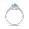 Thumbnail Image 1 of Oval-Cut Swiss Blue Topaz & White Lab-Created Sapphire Marquise Frame Ring Sterling Silver