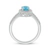 Thumbnail Image 2 of Oval-Cut Swiss Blue Topaz & White Lab-Created Sapphire Marquise Frame Ring Sterling Silver