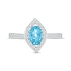 Thumbnail Image 2 of Oval-Cut Swiss Blue Topaz & White Lab-Created Sapphire Marquise Frame Ring Sterling Silver